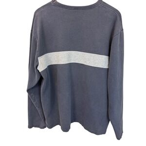 Vintage 2002 Gap Navy Blue Gray Stripe Cotton Crew Neck Sweater Size XL Y2K